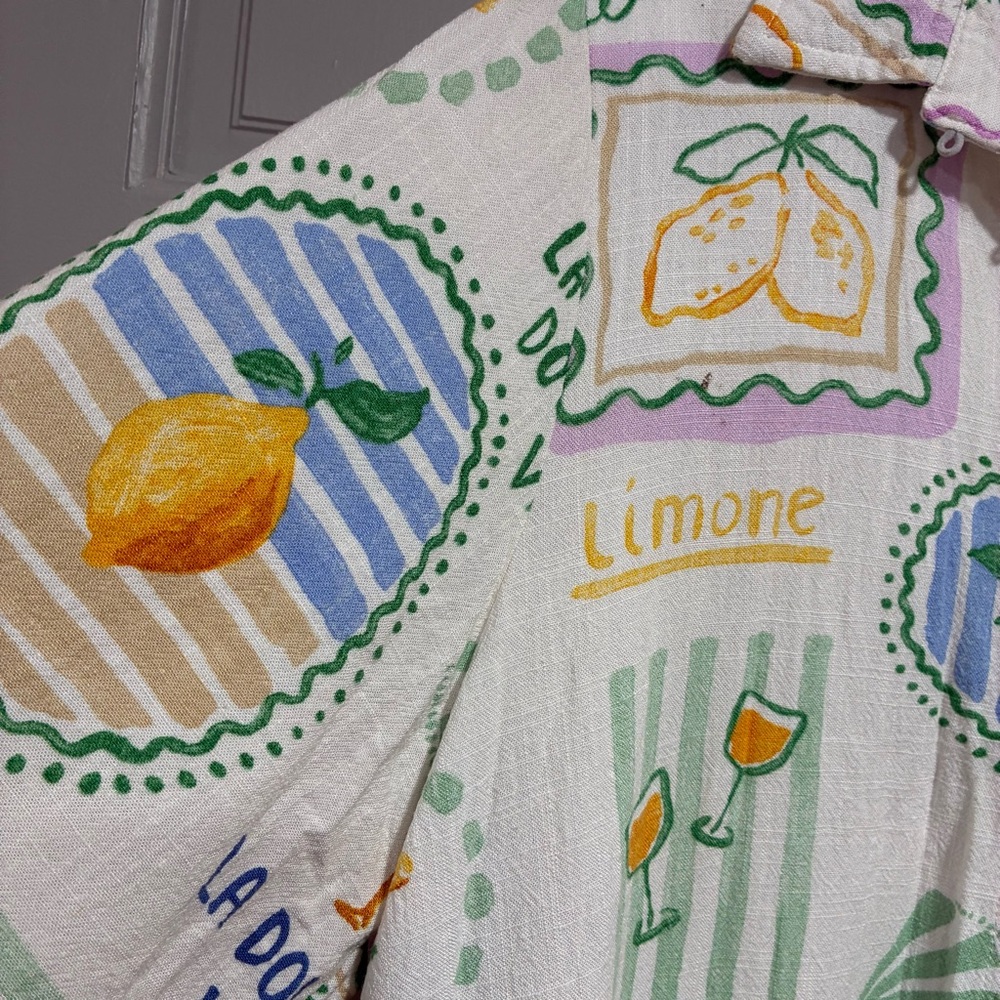 Label of Love Women's Shirt Size M Linen Blend Colorful Graphic 3/4 sleeves - Picture 4 of 15